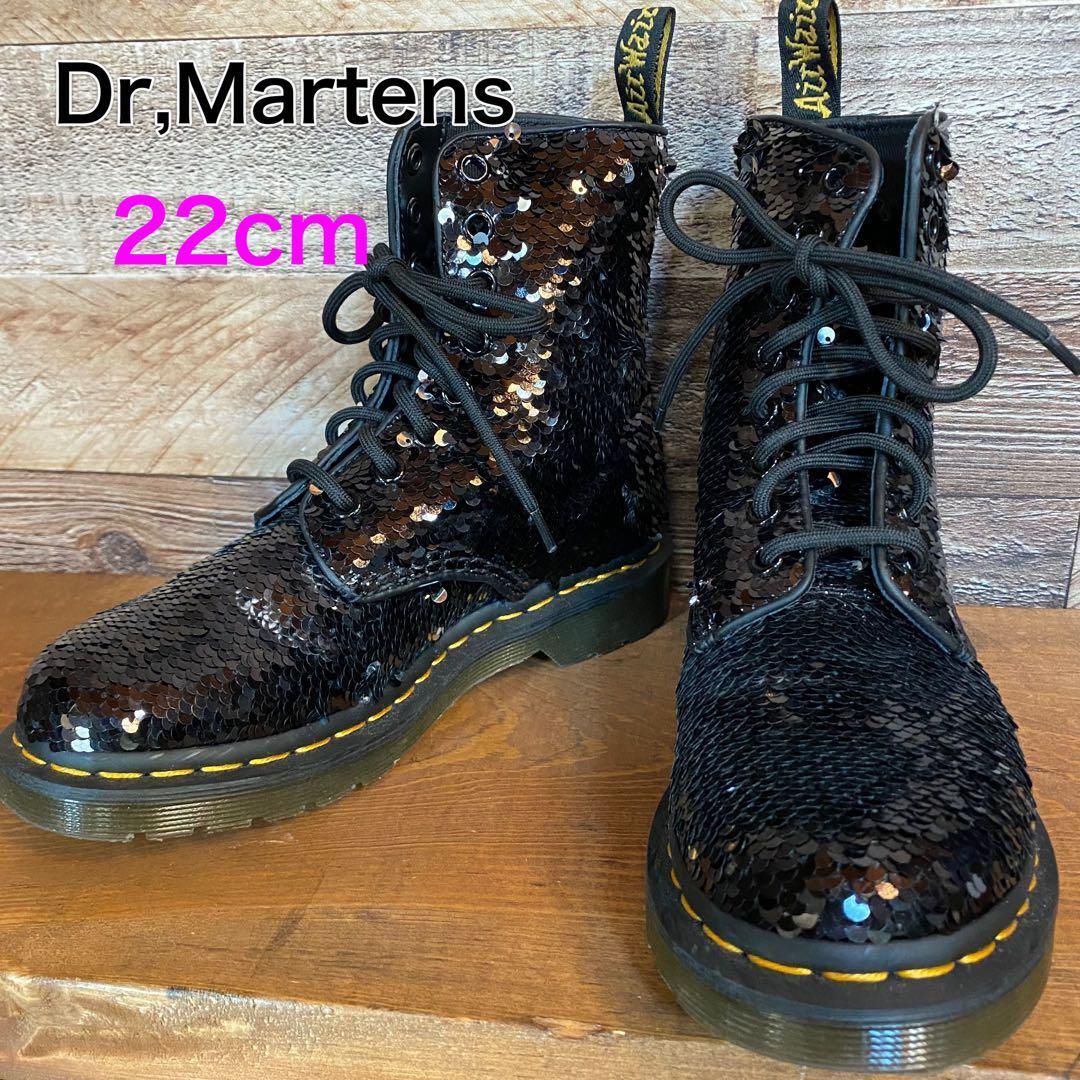 Dr,Martens ドクターマーチン　スパンコール　ブラック　22cm 中古