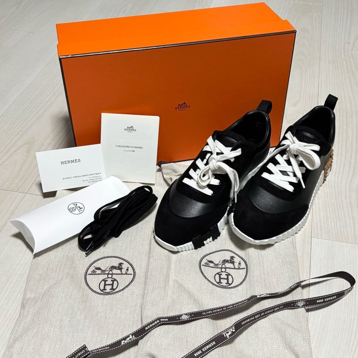 【新品・未使用】HERMES エルメス バウンシングスニーカー 39 黒