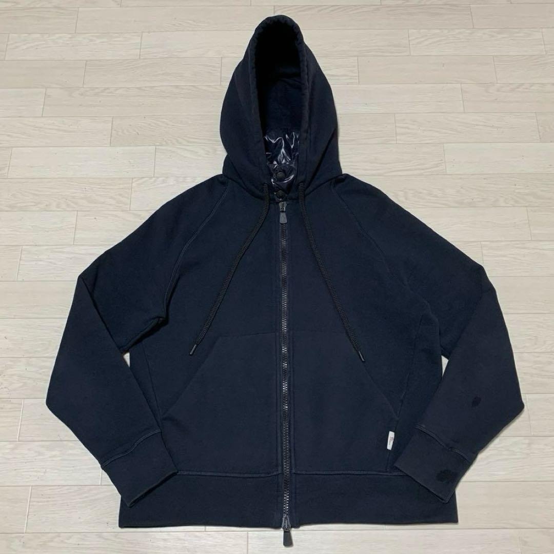 モンクレール　ネイビー フルジップ パーカー L ロゴ刺繍　5P49