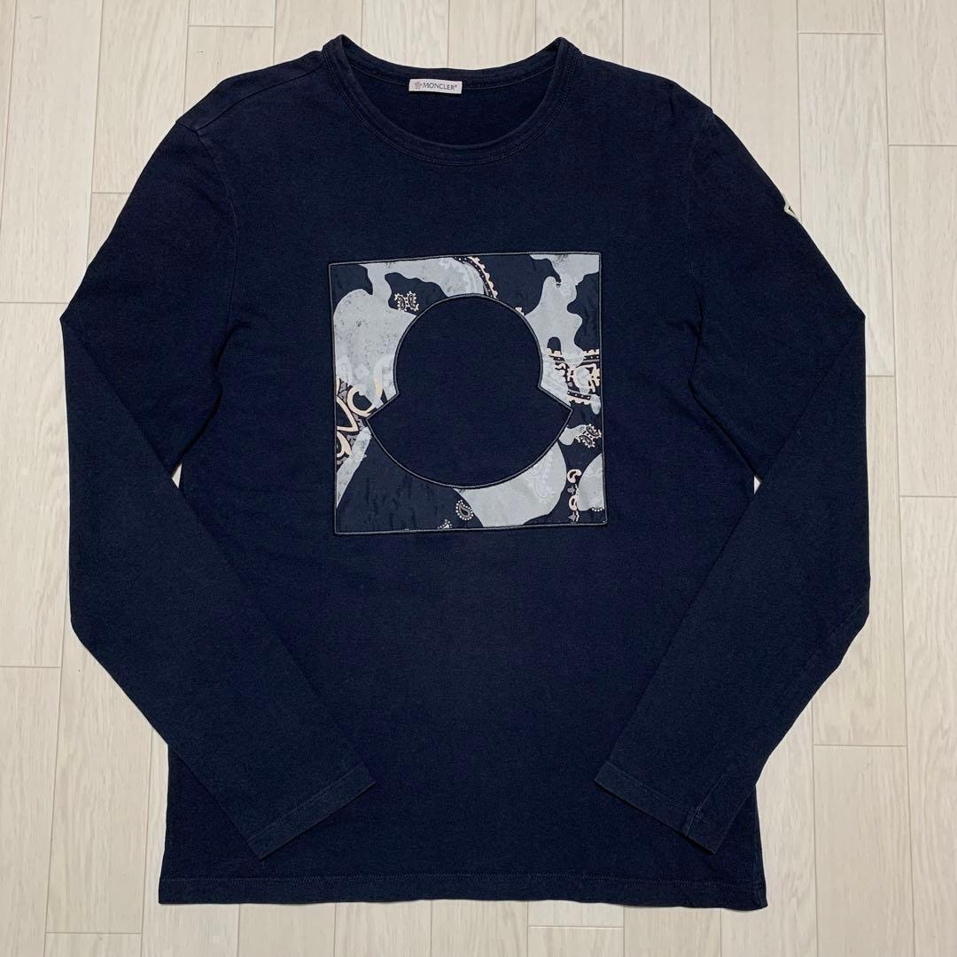 【人気】MONCLER ロンT 長袖　ネイビー　M　国内正規品　3S623