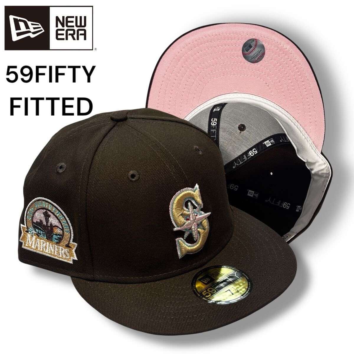 ニューエラ NEW ERA シアトル マリナーズキャップ ブラウン ピンク 海外限定 新品 59fifty 帽子 Seattle Mariners ベースボールキャップ