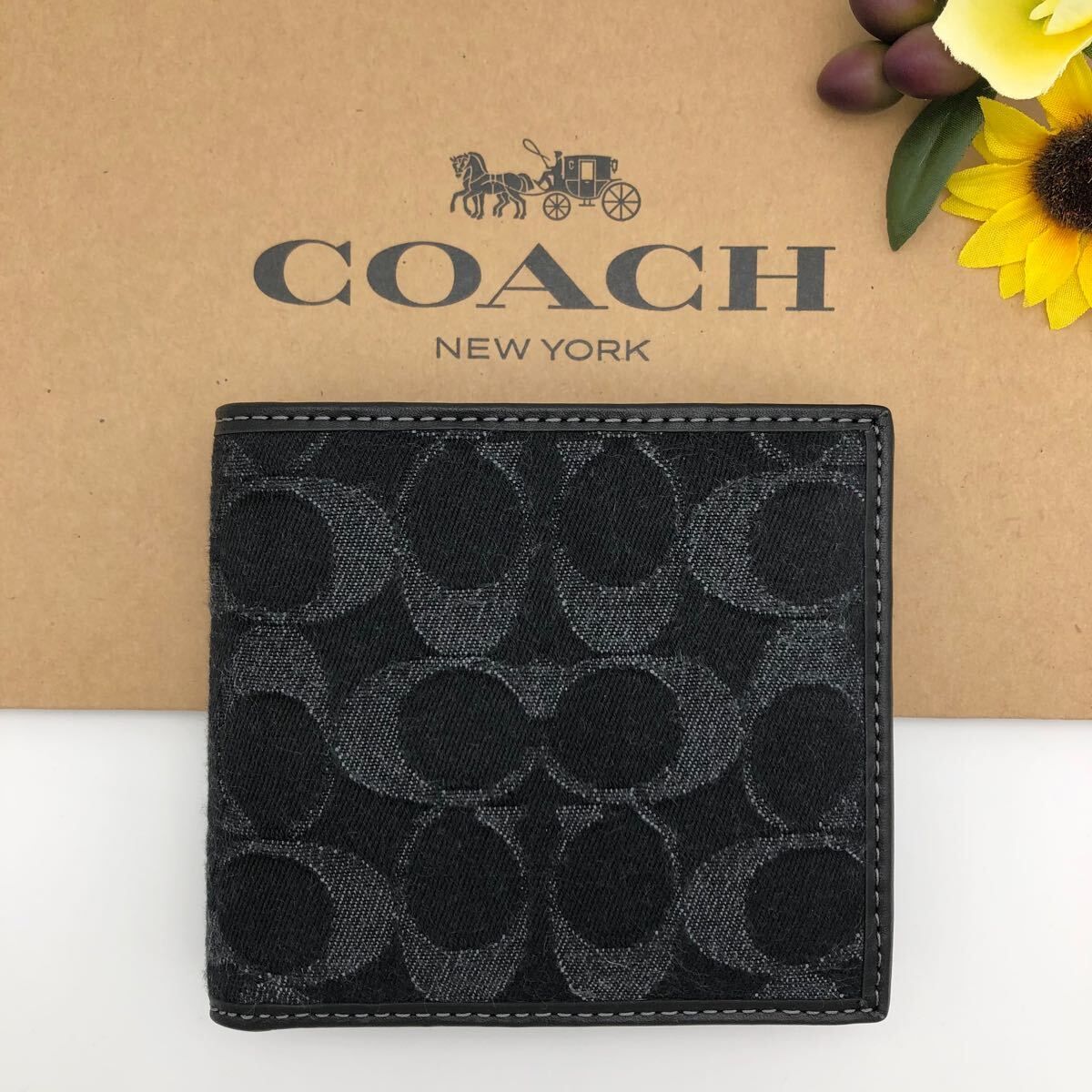 COACH 財布 ★大人気★ コイン ウォレット シグネチャー デニム ブラック CAL08 BLK 新品