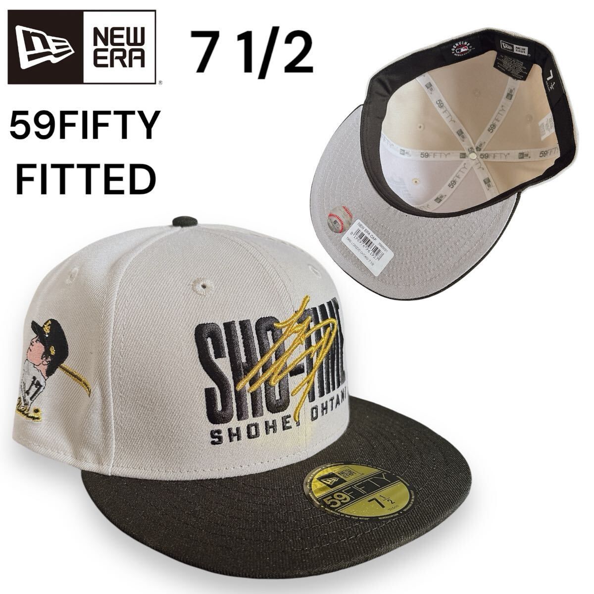 正規品 新品 SHO-TIME 大谷翔平 Dodgers NewEra キャップ ニューエラ サイン ドジャース LA 帽子 7 1/2 海外限定 グレー ブラック 