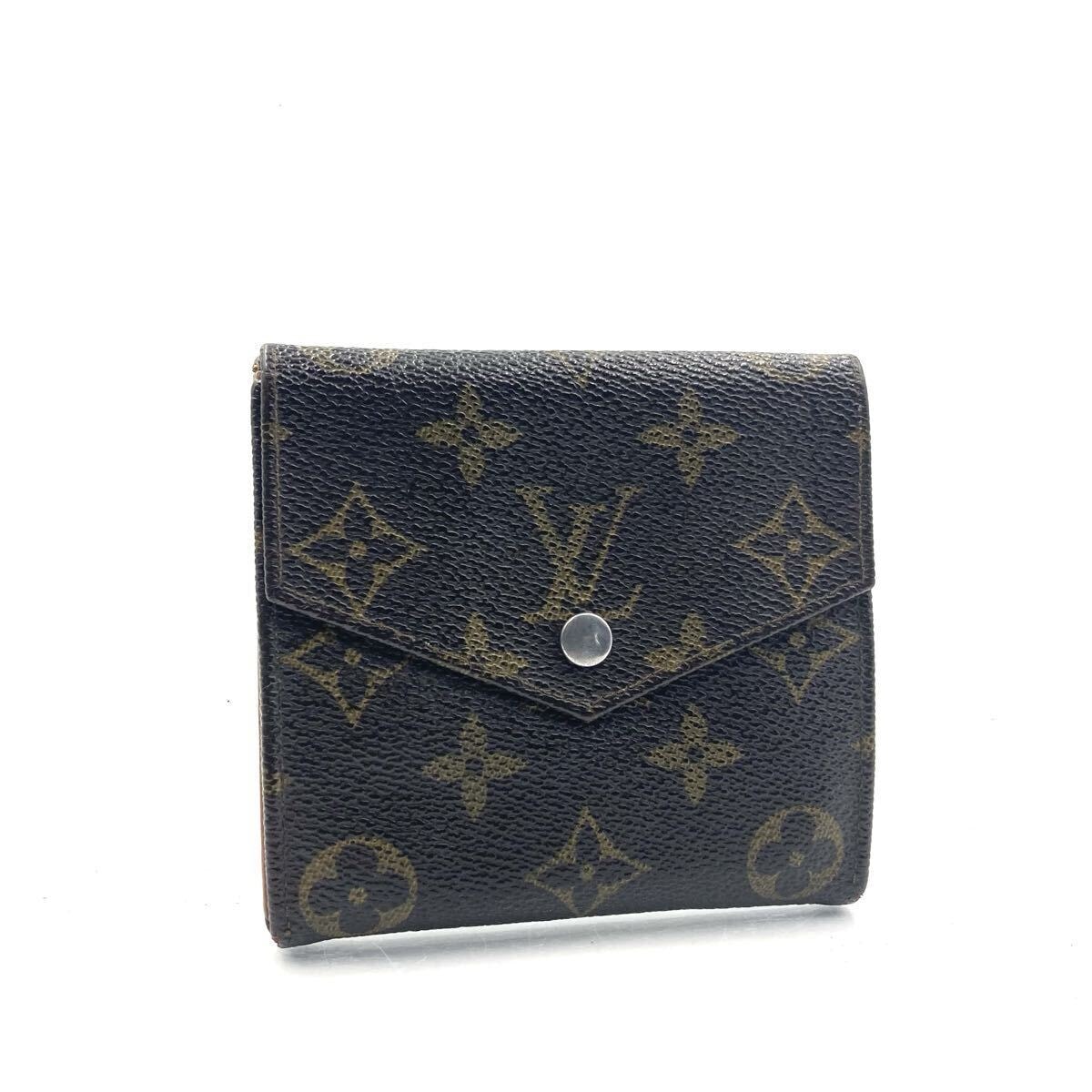■良品■LOUIS VUITTON ルイヴィトン　モノグラム　ポルトモネ　ビエ　カルトクレディ　三つ折り財布　PVC×レザー ブラウン　刻印あり