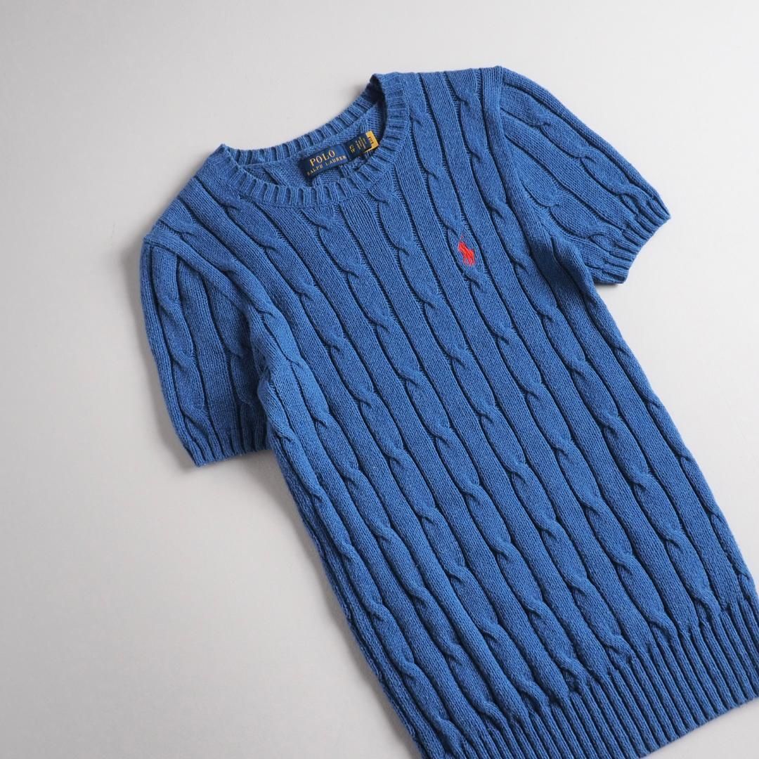 ラルフローレン　Ralph Lauren　正規品　サマーニット　ケーブルニット　半袖　ブルー　レディース　美品