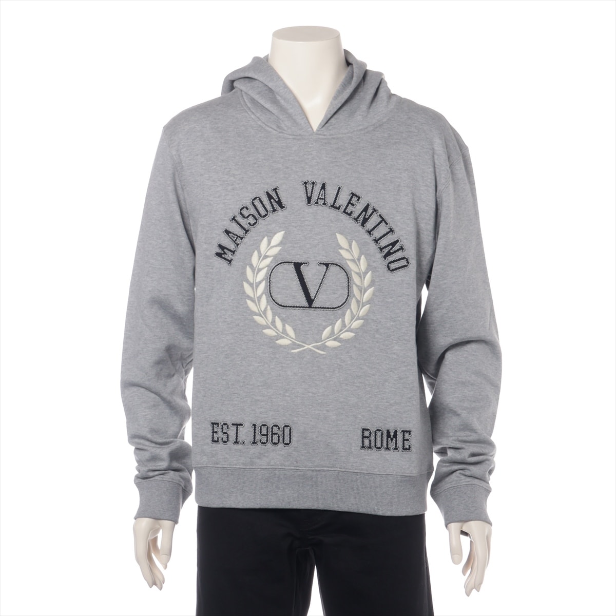 VALENTINO　ヴァレンティノ　トップス　22AW　2022年　コットン　パーカー　グレー　XL　1V3MF22UMG　ロゴ　エンブロイダリー　フーディー