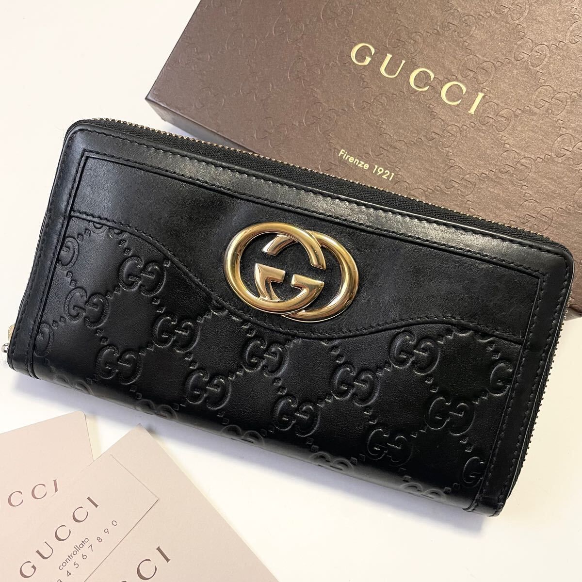 やや傷や汚れあり】☆GUCCI グッチ シマ インターロッキング 長
