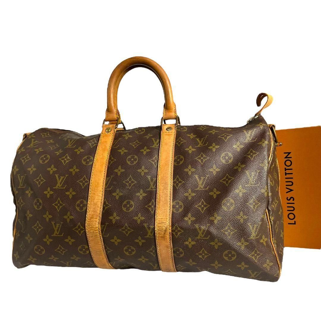 【鑑定済】ルイヴィトン　LOUIS VUITTON　モノグラム　キーポル45　バンドリエール　ボストンバッグ　ブラウン　茶　