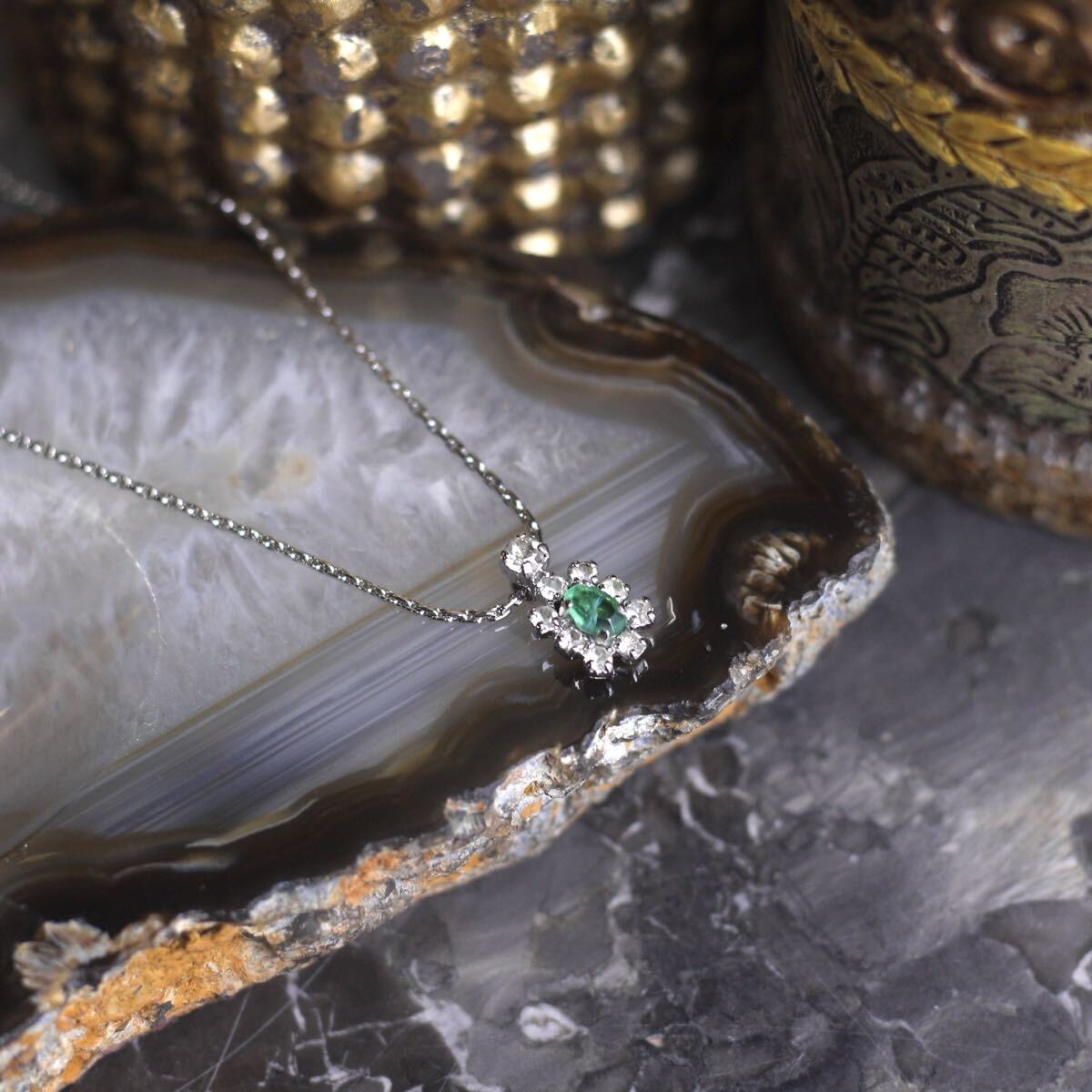 C (やや傷や汚れあり)】Christian Dior NATURAL STONE DESIGN CHAIN