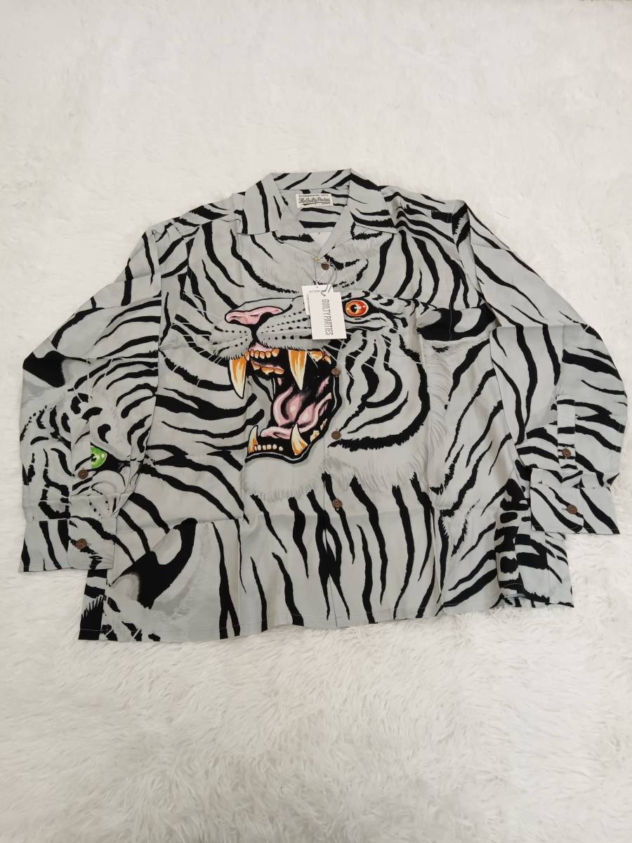 定価52,800円　未使用　WACKOMARIA　TIMLEHI　ワコマリア　ティムリーハイー　長袖　アロハシャツ　ハワイアン　総柄　L　グレー