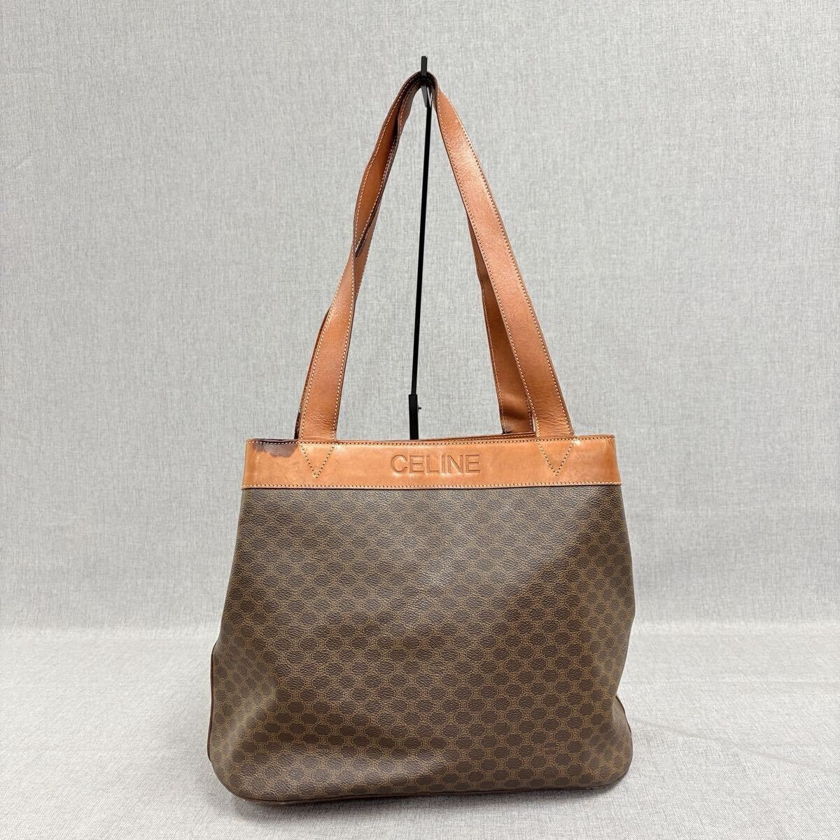 CELINE セリーヌ マカダム柄 トートバッグ PVC ブラウン 肩掛け