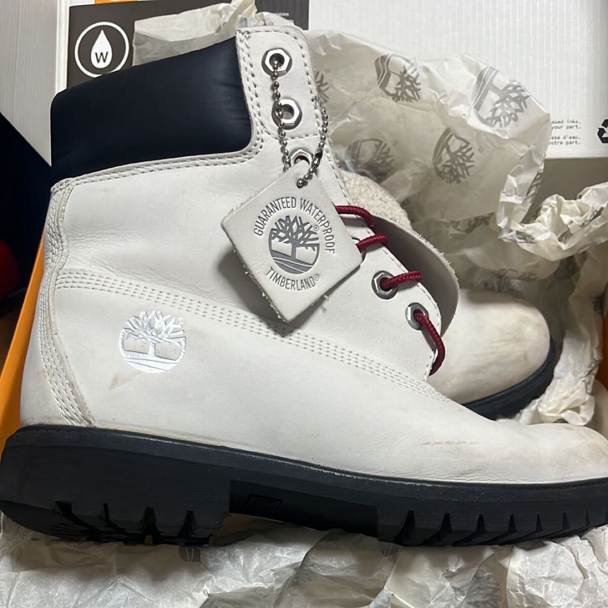 Timberland Premium WaterProof BOOT White Nuback w RED 超激レア海外限定販売品