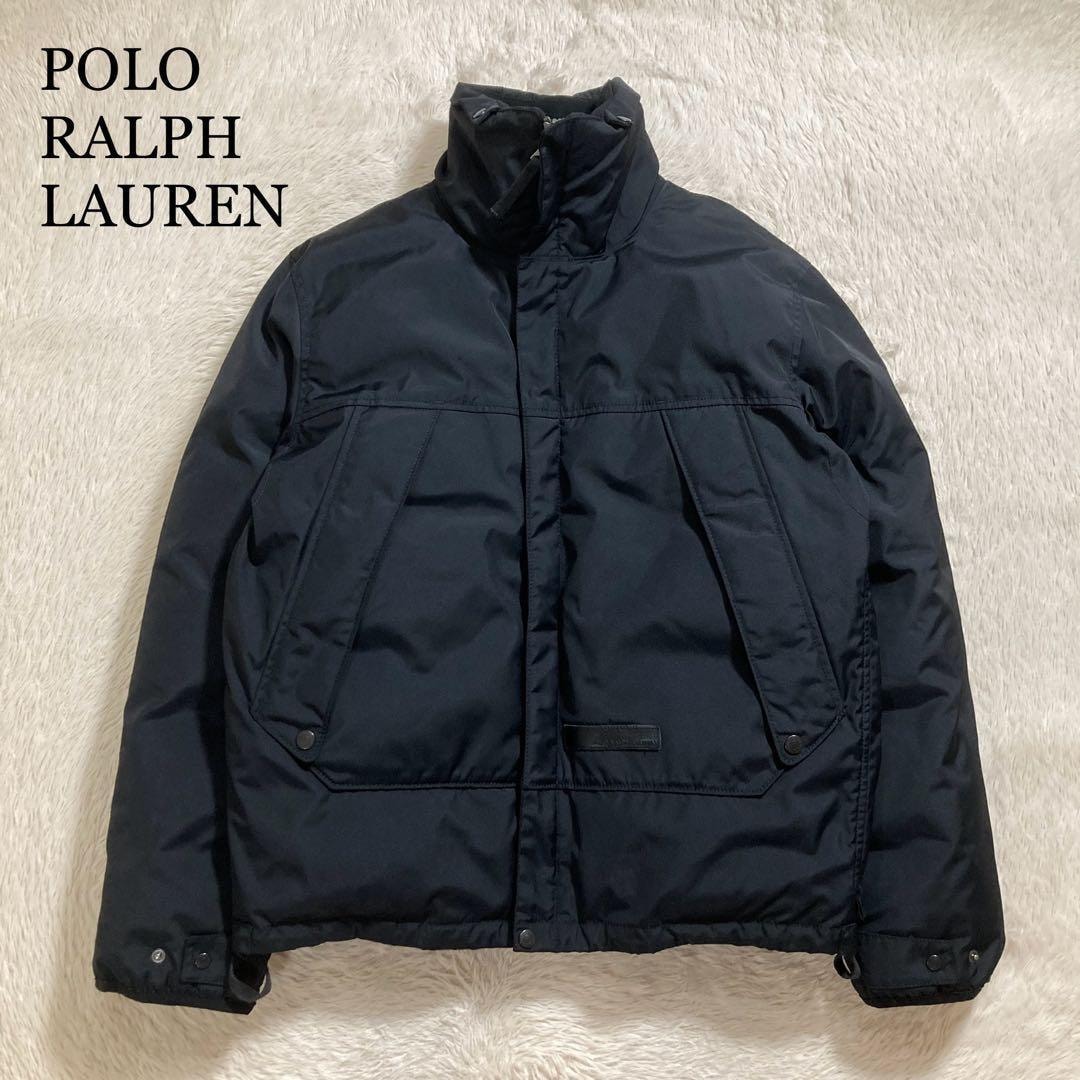 美品 90s POLO RALPH LAUREN ポロラルフローレン ダウンジャケット ロゴ スタンドネック フード収納 インパクト21