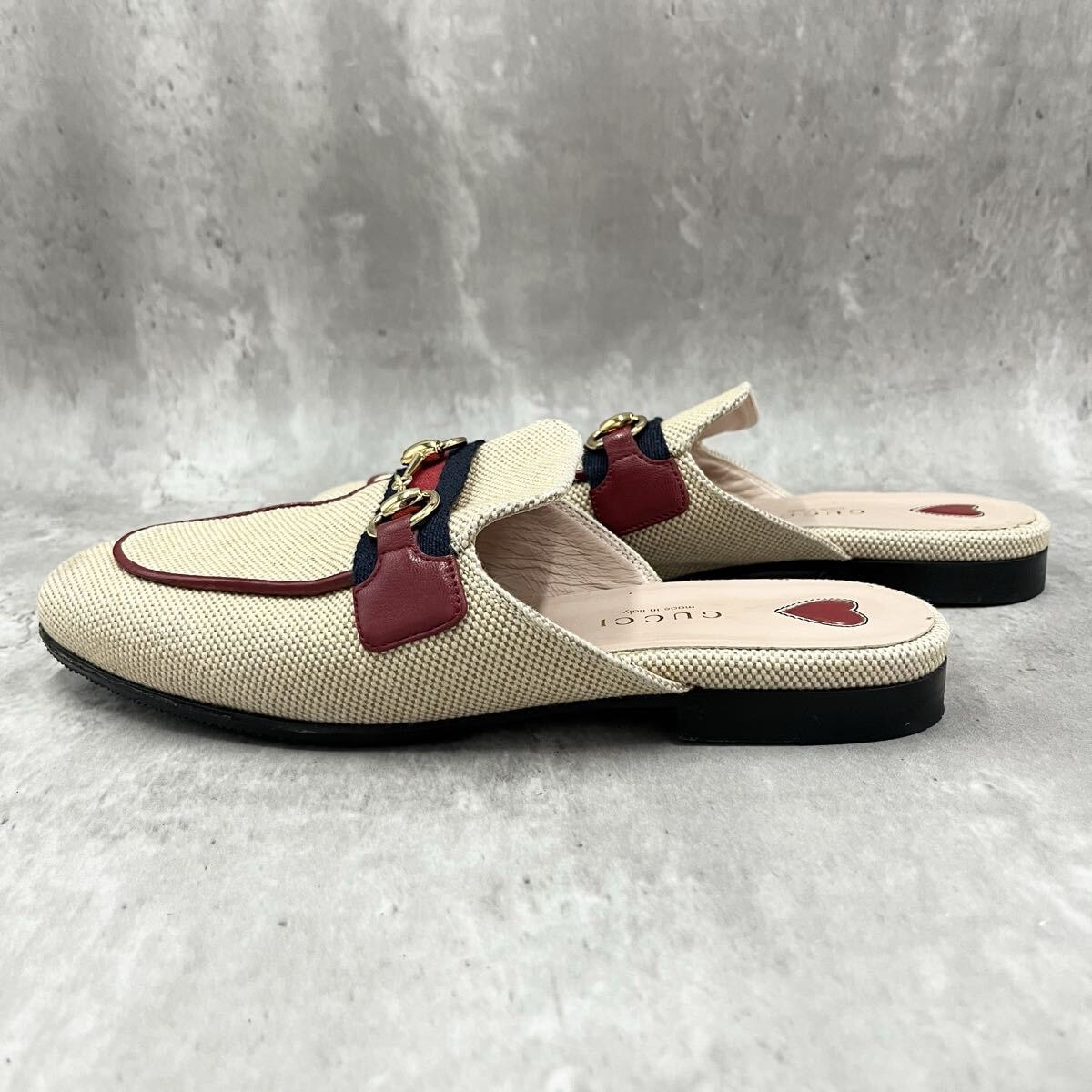 GUCCI グッチ　プリンスタウン　サンダルシェリーライン　キャンバス スリッポン ホースビット ミュール　ハート