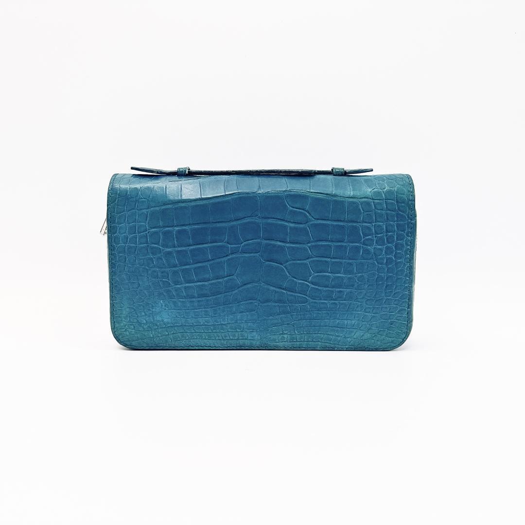 ルイヴィトン ジッピー XL 長財布 エキゾチックレザー クロコダイル ブルー メンズ レディース