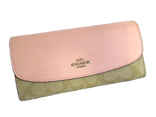 COACH コーチ シグネチャー 花柄 ブラウン ベージュ シルバー金具 PVC 折り財布 コンパクトウォレット レディース 601883 【中古】 COACH - COACH コーチ シグネチャー 花柄 ブラウン ベージュ シルバー
