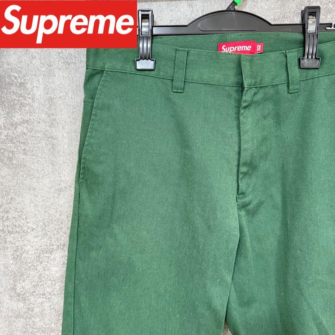 [大人気] シュプリーム　パンツ　グリーン　ワンポイント　ジップ　supreme