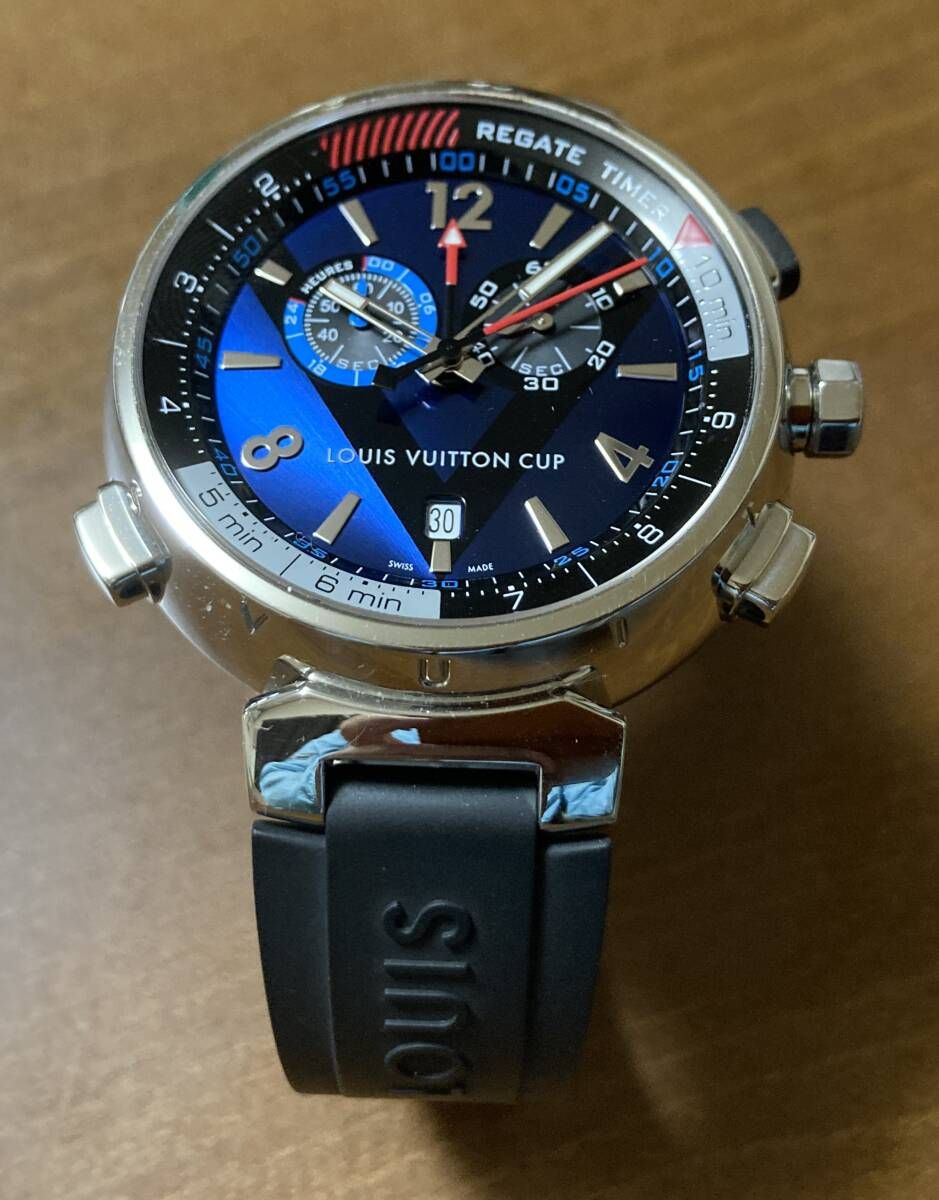 ルイ・ヴィトン LOUIS VUITTON Q102D タンブール レガッタ クロノグラフ アラーム クォーツ メンズ 43mm　美品です