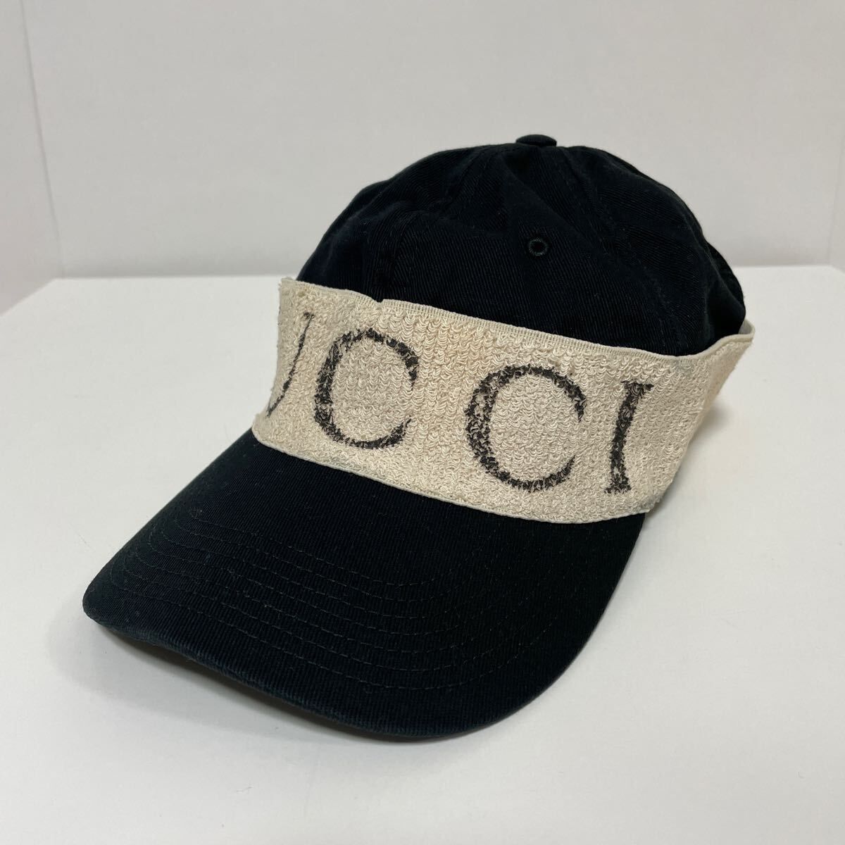 GUCCI グッチ ヘアバンド ベースボールキャップ コットン キャンバス ロゴ XL 中古