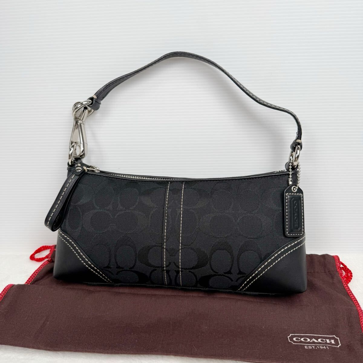 Coach Signature AccessoryPouch Black Y2K コーチ シグネチャー アクセサリーポーチ ハンドバッグ キャンバス レザー ブラック 10239
