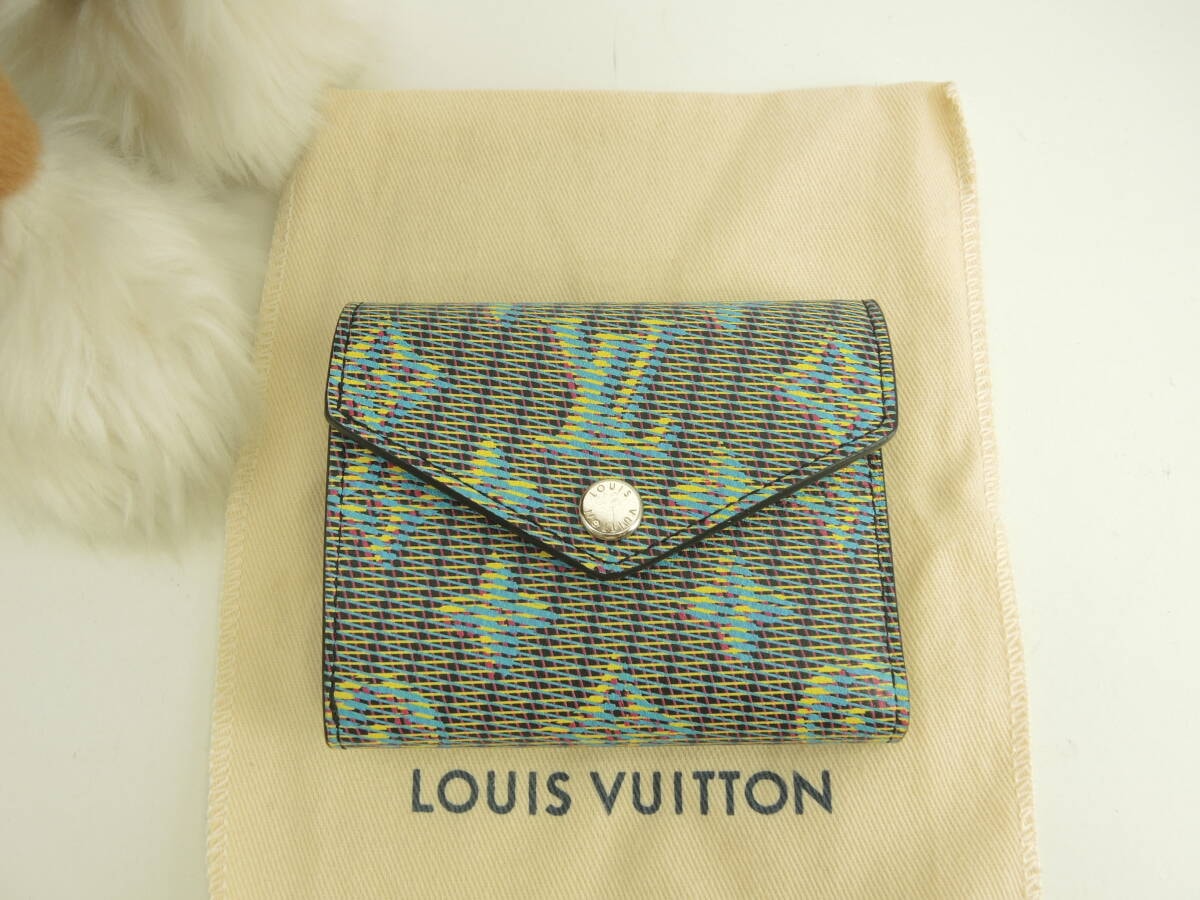 ルイヴィトン ポルトフォイユゾエ M68665 モノグラムLVポップ青 3折ミニ財布 未使用@TN2129