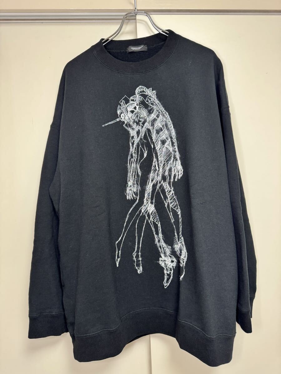 【極美品】UNDERCOVER(アンダーカバー) × EVANGELION(エヴァンゲリオン) 綾波レイ × 初号機 スウェット ブラック サイズ4/トレーナー