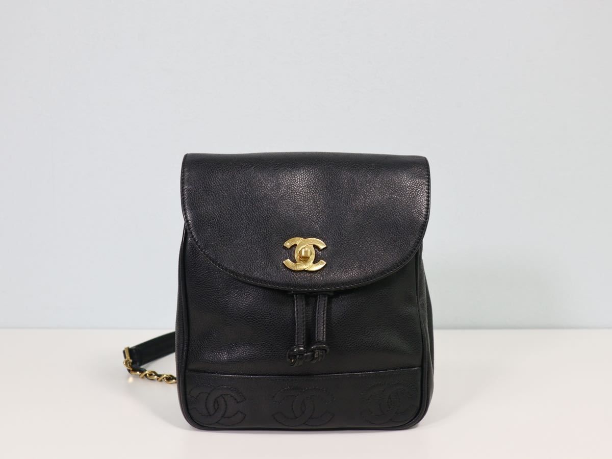 ★美品CHANELシャネルリュックサック｜キャビアスキン｜ココマークゴールド金具｜チェーンリューク｜ショルダーバッグ｜ブラック