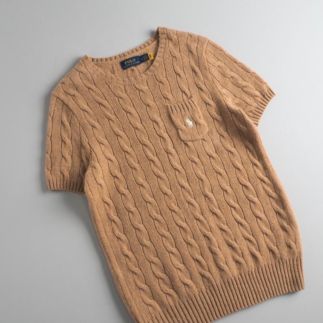 ラルフローレン　正規品　サマーニット　ハーフボタン　半袖　ベージュ　美品 ラルフローレン カシミア混合 サマーニット 半袖 北欧柄 美品
