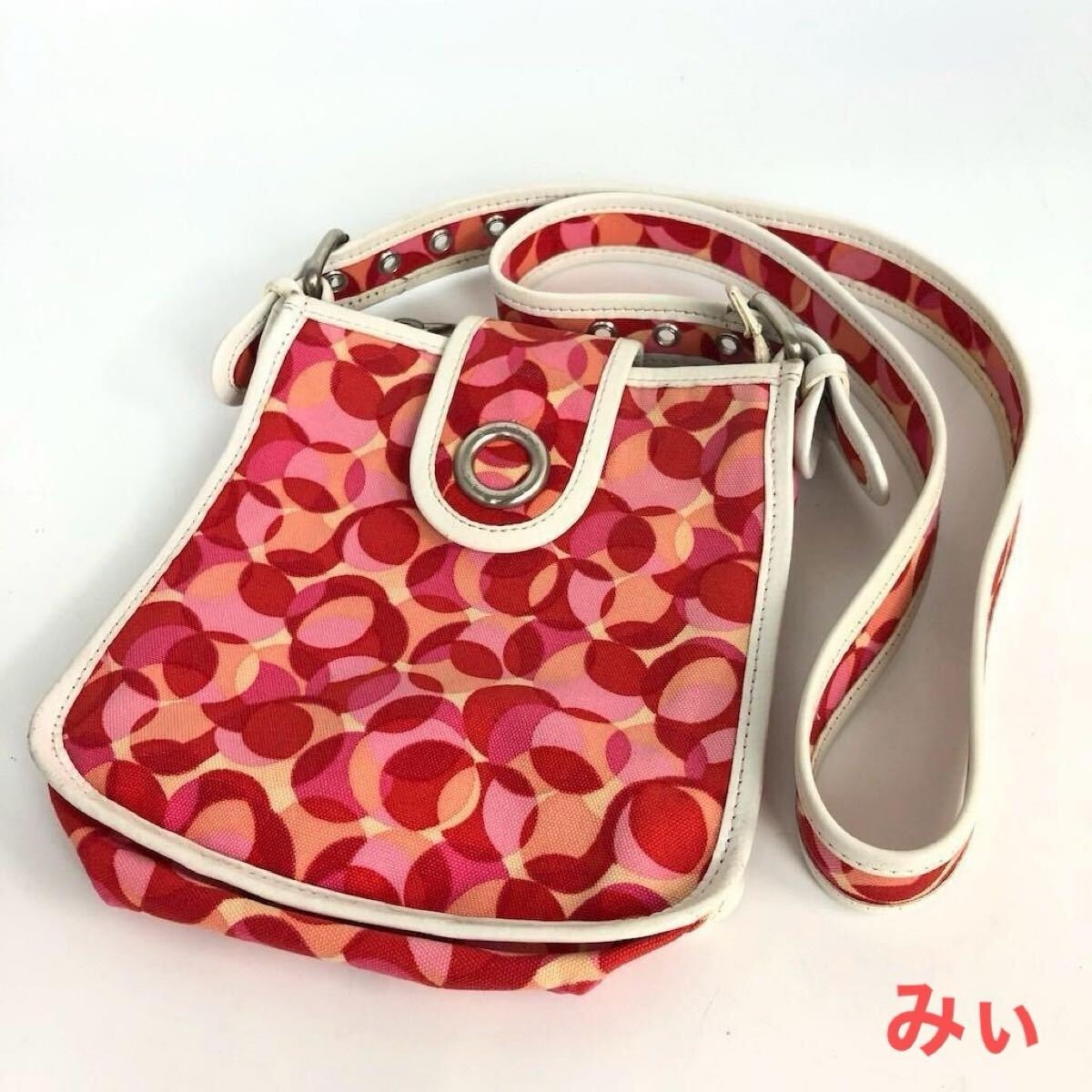 COACH コーチ シグネチャー ショルダーバッグ レッド レディース ブランド 斜めがけ 肩掛け 鞄 カバン 赤色 ロゴ キャンバス 軽量