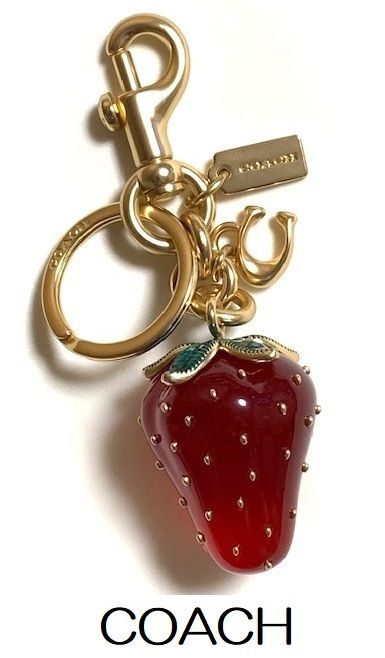 特価！ とっても可愛い♪ COACH コーチ ストロベリー いちご バッグチャーム キーホルダー CAO50 ボールドレッド 新品本物