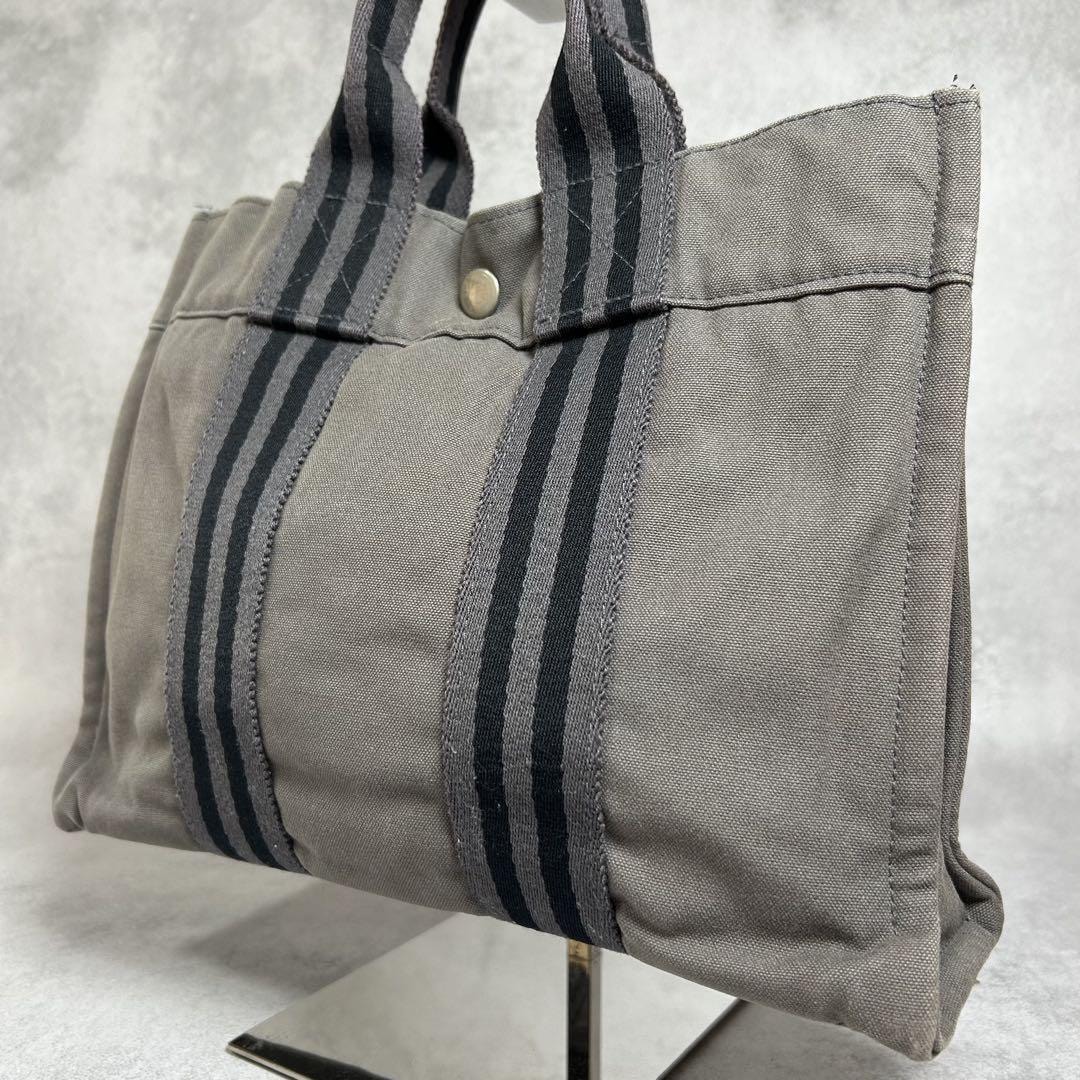 HERMES フールトゥ キャンバス トートバッグ グレー