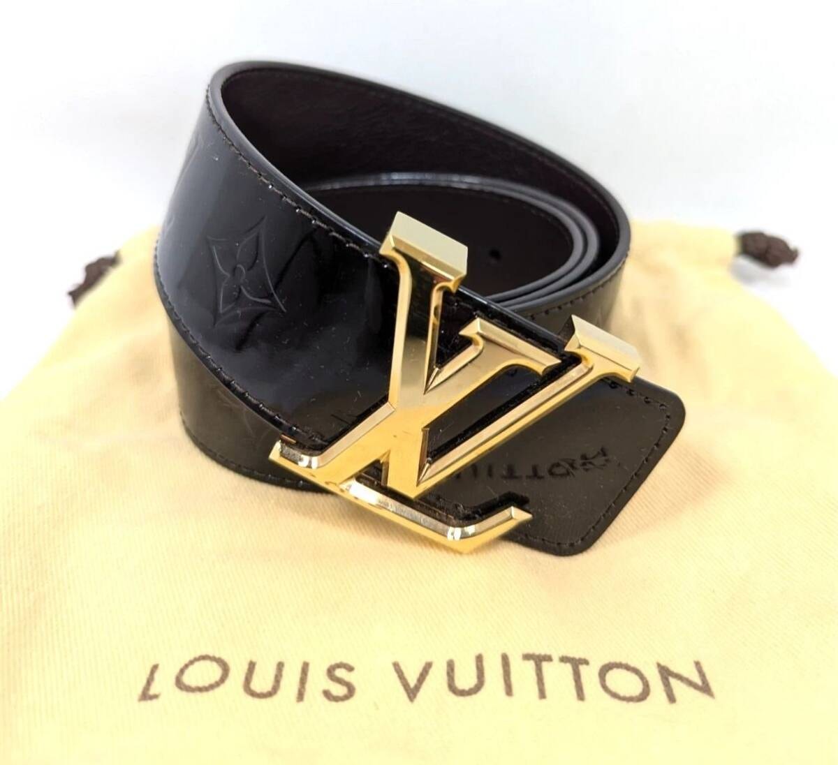 LOUIS VUITTON ベルト サンチュール LV ファセット モノグラムヴェルニ M9874 レザー メンズ レディース