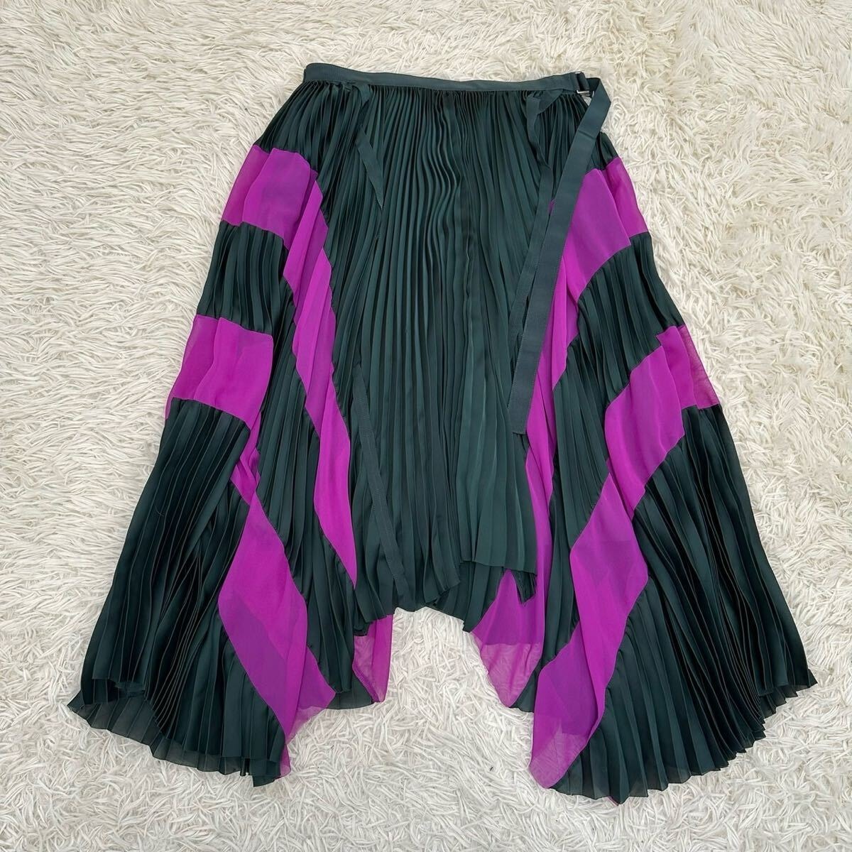 【SACAI】サカイ 1 S 巻きスカート プリーツ アシンメトリー 変形 目立った傷や汚れなし】【SACAI】サカイ 1 S 巻きスカート