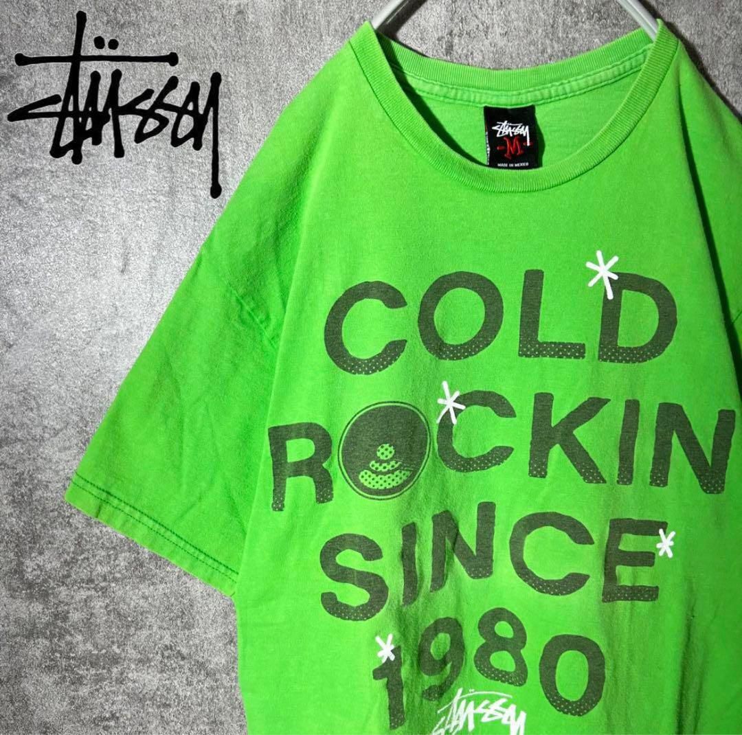 [大人気] ステューシー　Tシャツ　レアカラー　存在感◎ レアプリント　グリーン