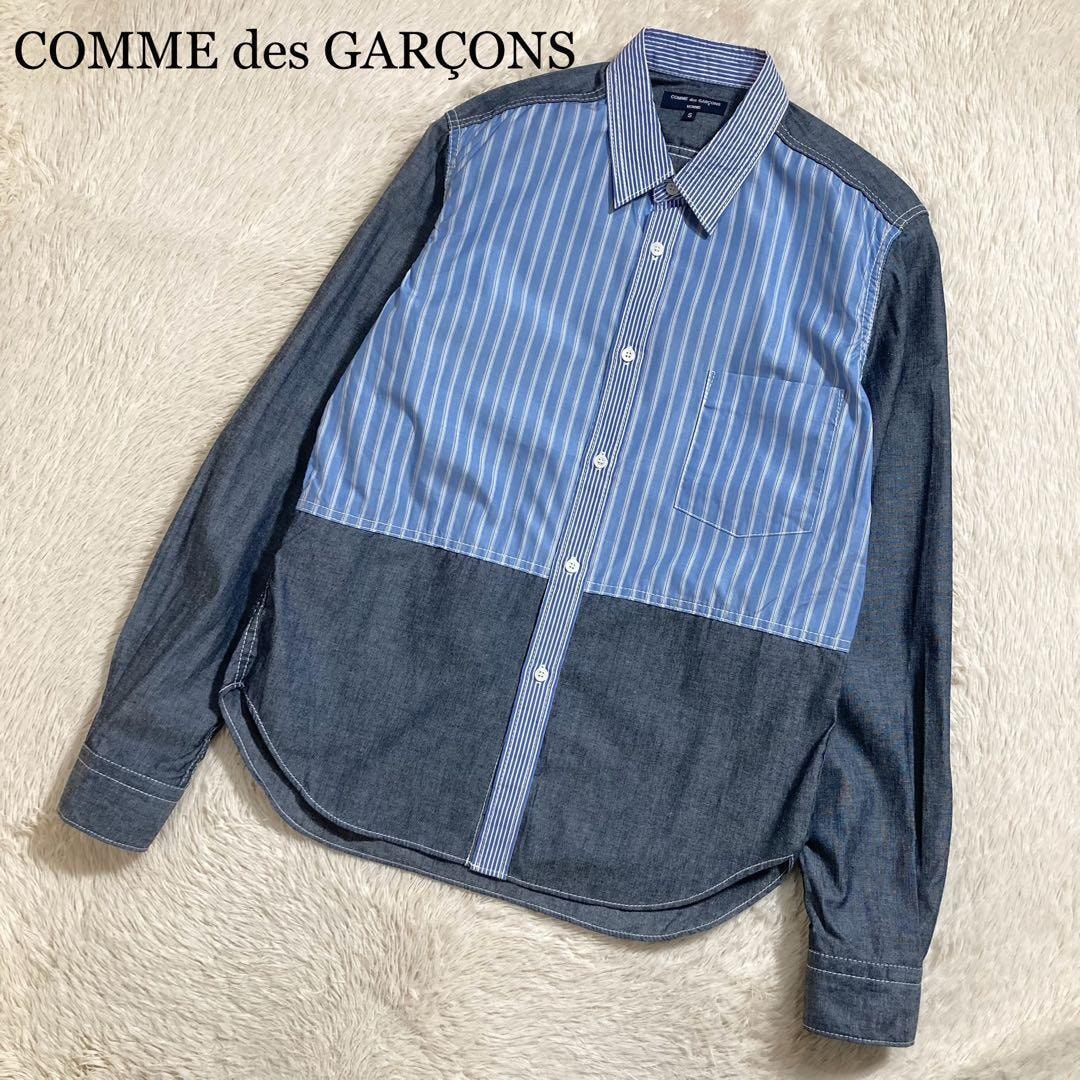 極美品 COMME des GARONS コムデギャルソンオム 長袖シャツ ドッキング 切り替え ストライプ