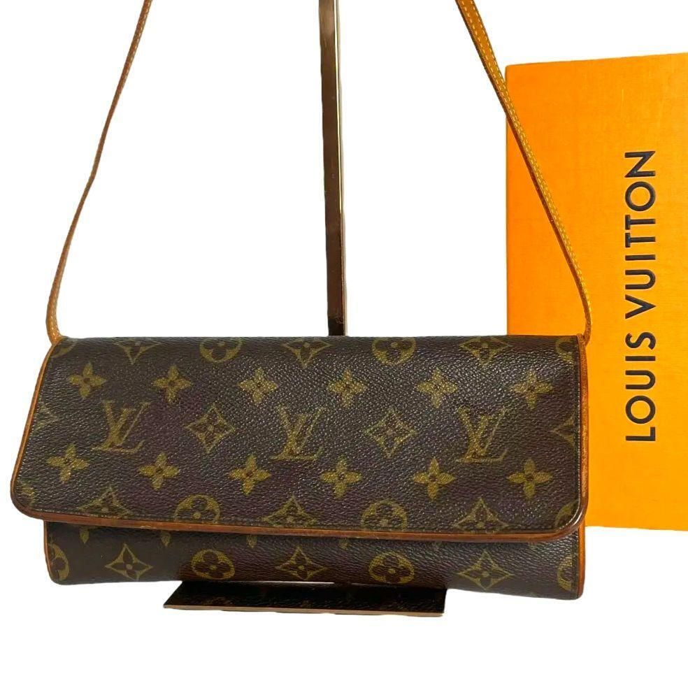 ルイヴィトン　LOUIS VUITTON　モノグラム　ポシェットツイン　ショルダーバッグ　ブラウン　クロスボディ　美品　クロスボディ