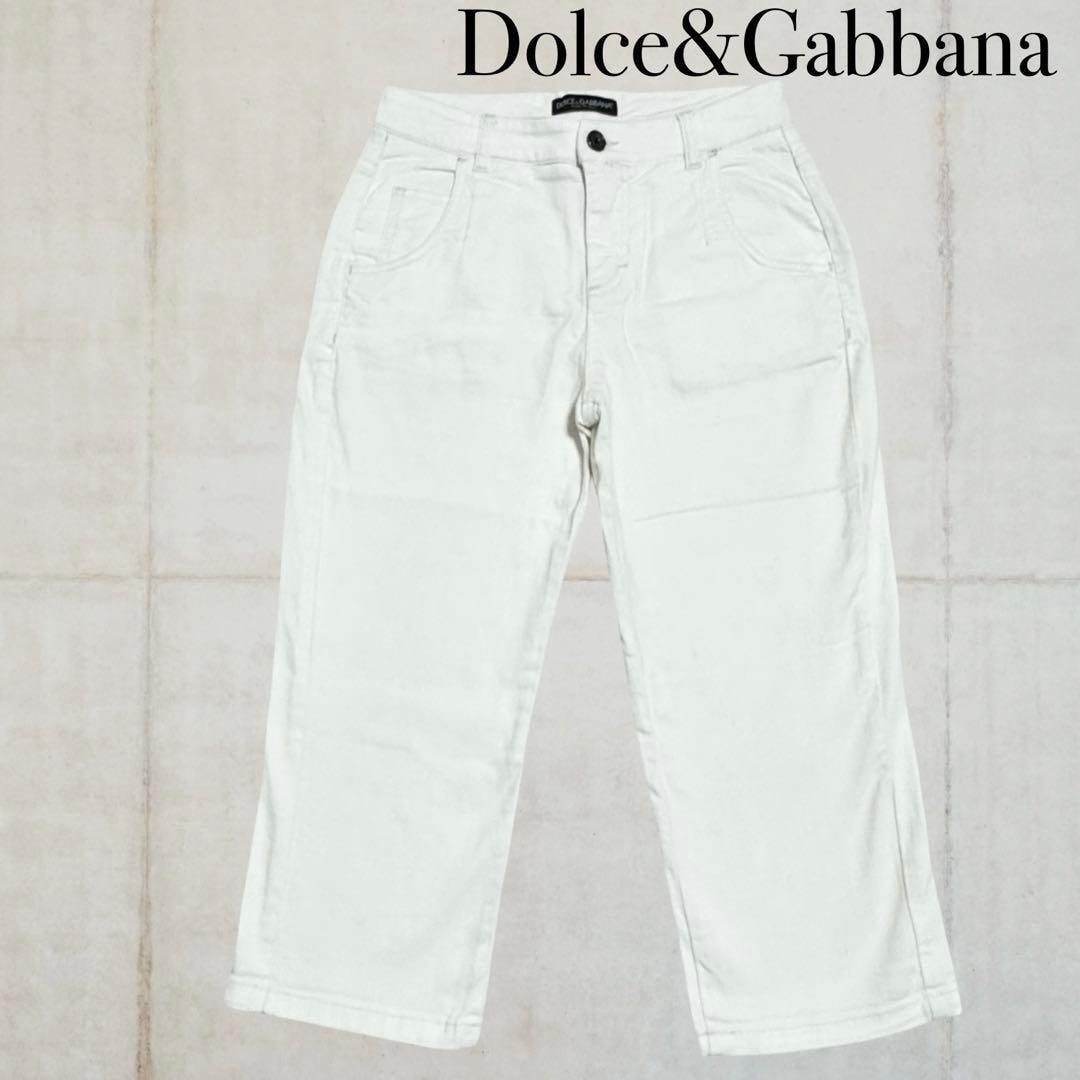 DOLCE＆GABBANA ドルチェ&ガッバーナ ドルガバ DG ホワイト ハーフパンツ 半ズボン カプリパンツ 七分丈 S相当 レディース