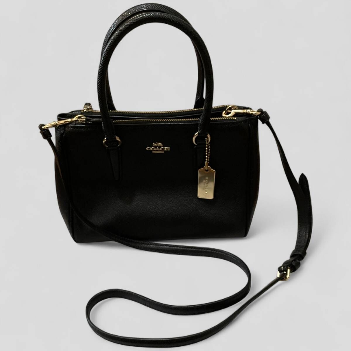 COACH ミニサリー キャリーオール 2wayバッグ 黒 17×23×10cm