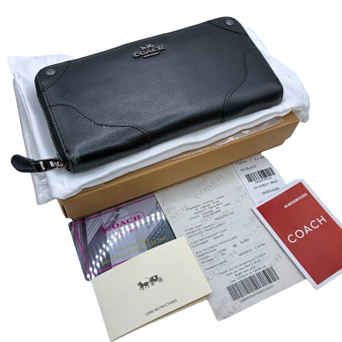 D (傷や汚れあり)】〇〇COACH コーチ シグネチャー ダブルジップ