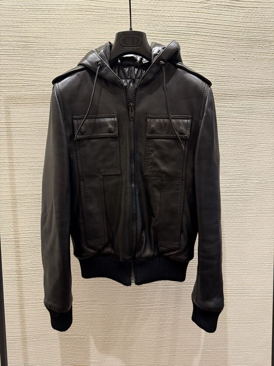 Dior HOMME ディオールオム 07AW レザーフーデッドダウンジャケット　ダウンジャケット　エディ期