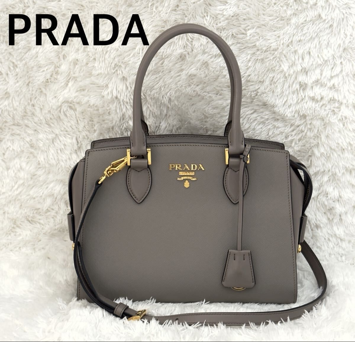 ☆未使用級☆ RFID内蔵 PRADA プラダ サフィアーノ ハンドバッグ 新型 2WAY ショルダーバッグ ゴールド金具