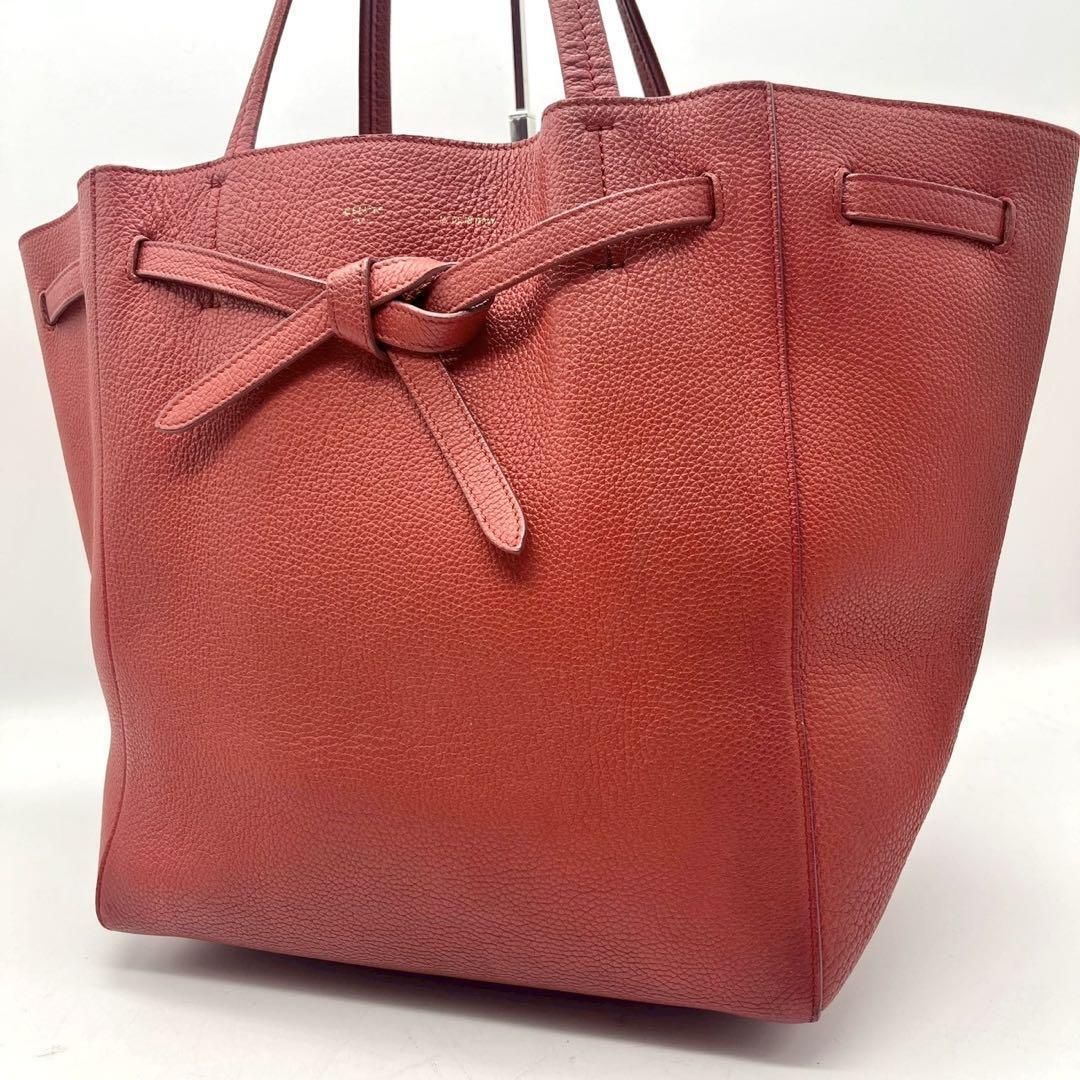 セリーヌ カバファントム スモール トートバッグ A4可 レッド レザー CELINE 赤