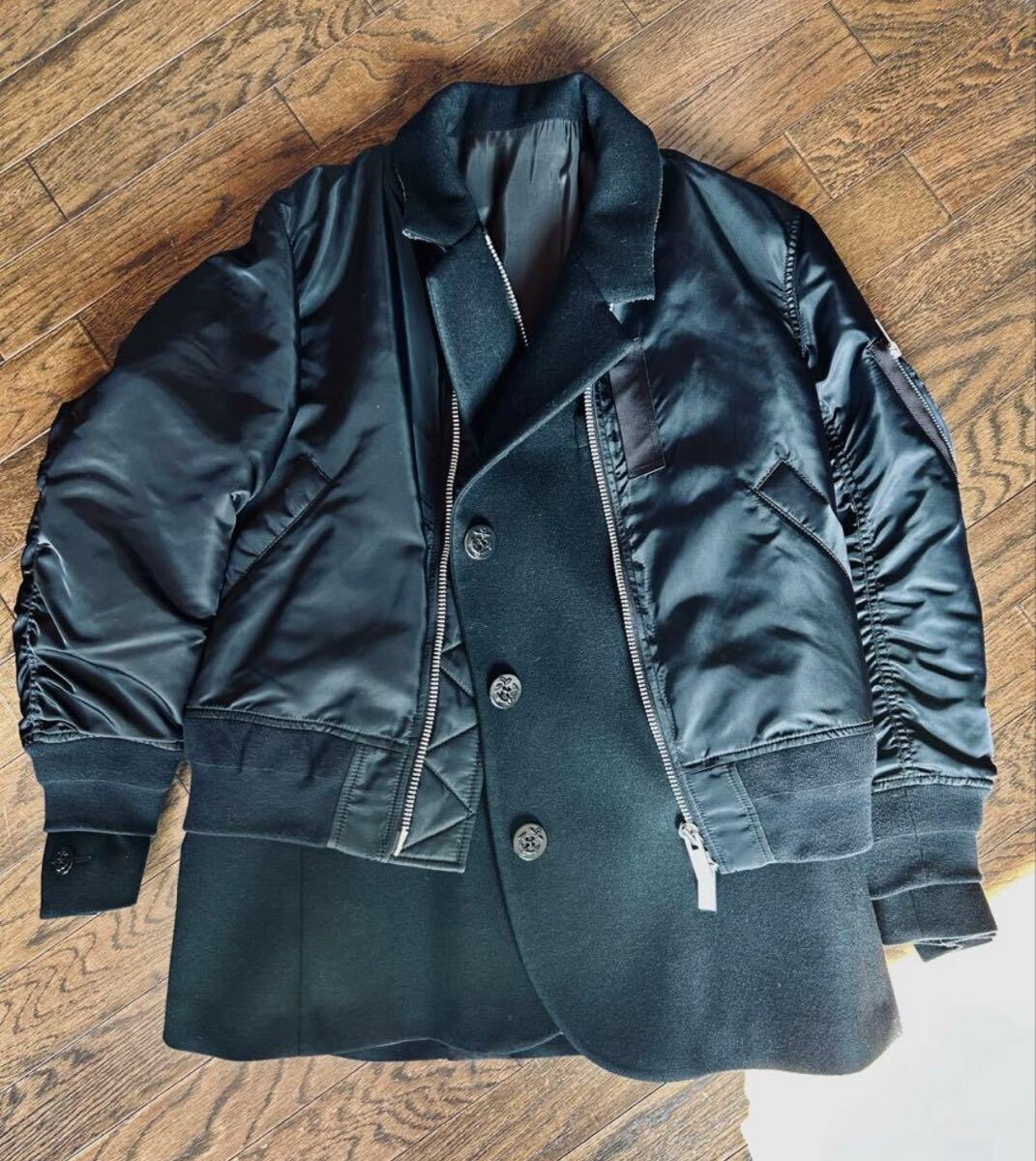 15万2回使用美品sacaiサカイ3way MA-1ブルゾンコートジャンパー黒