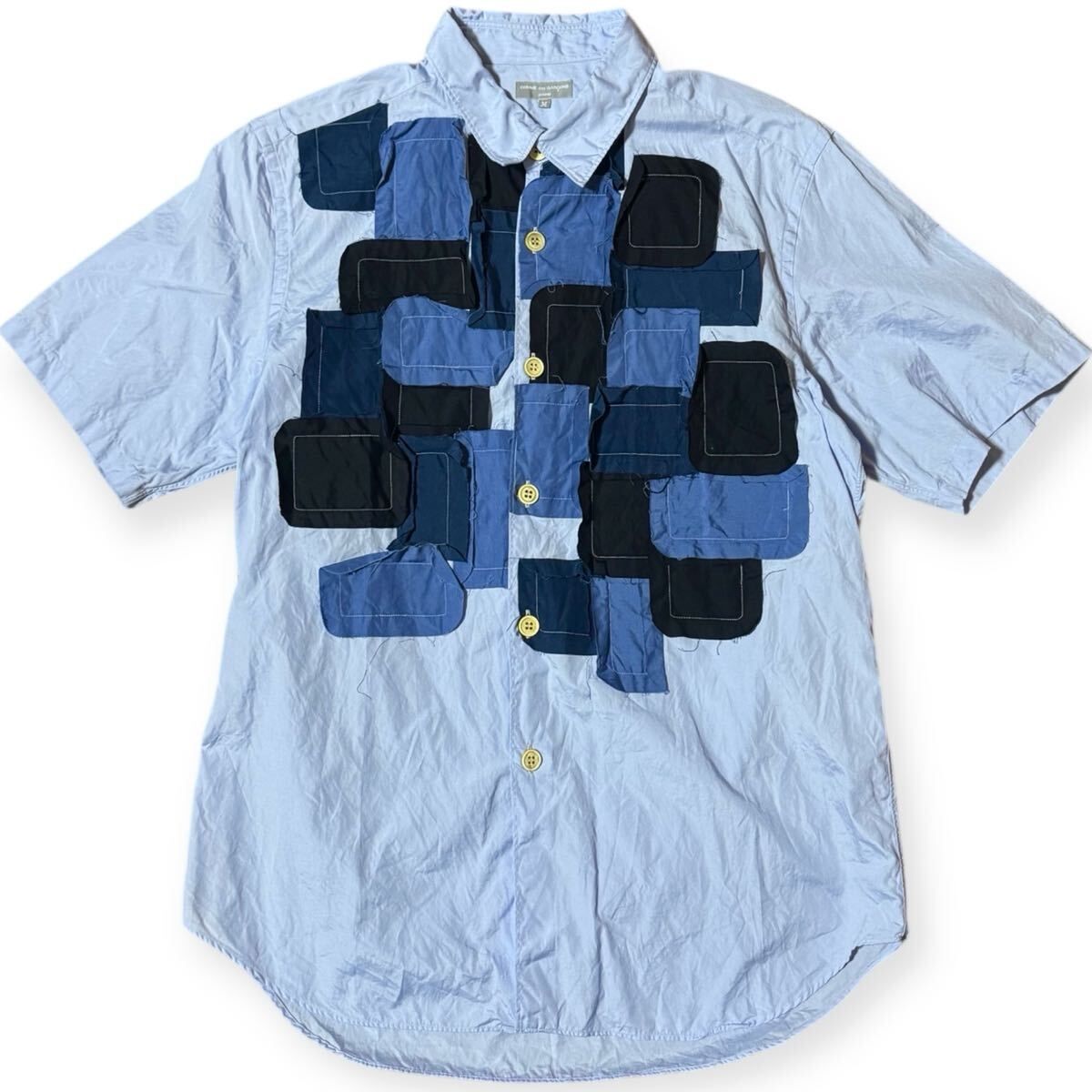 COMME des GARCONS HOMME ギャルソン 田中オム AD2003 アーカイブ パッチワーク 製品加工 半袖シャツ Mサイズ