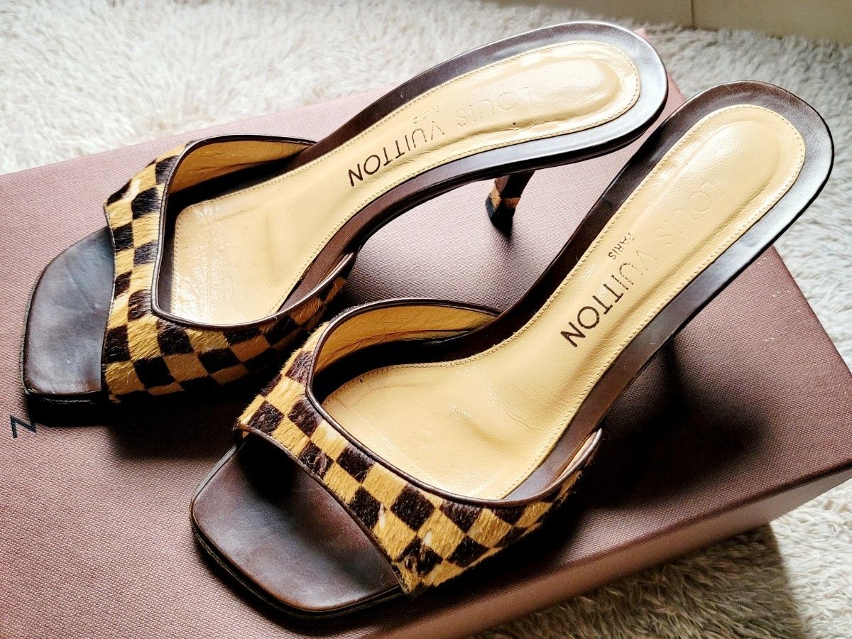 いろはルイ ヴィトン ミュール　ダミエ ハラコ Louis Vuitton 1f13 LOUIS VUITTON ルイヴィトン ハラコ ダミエ ミュール