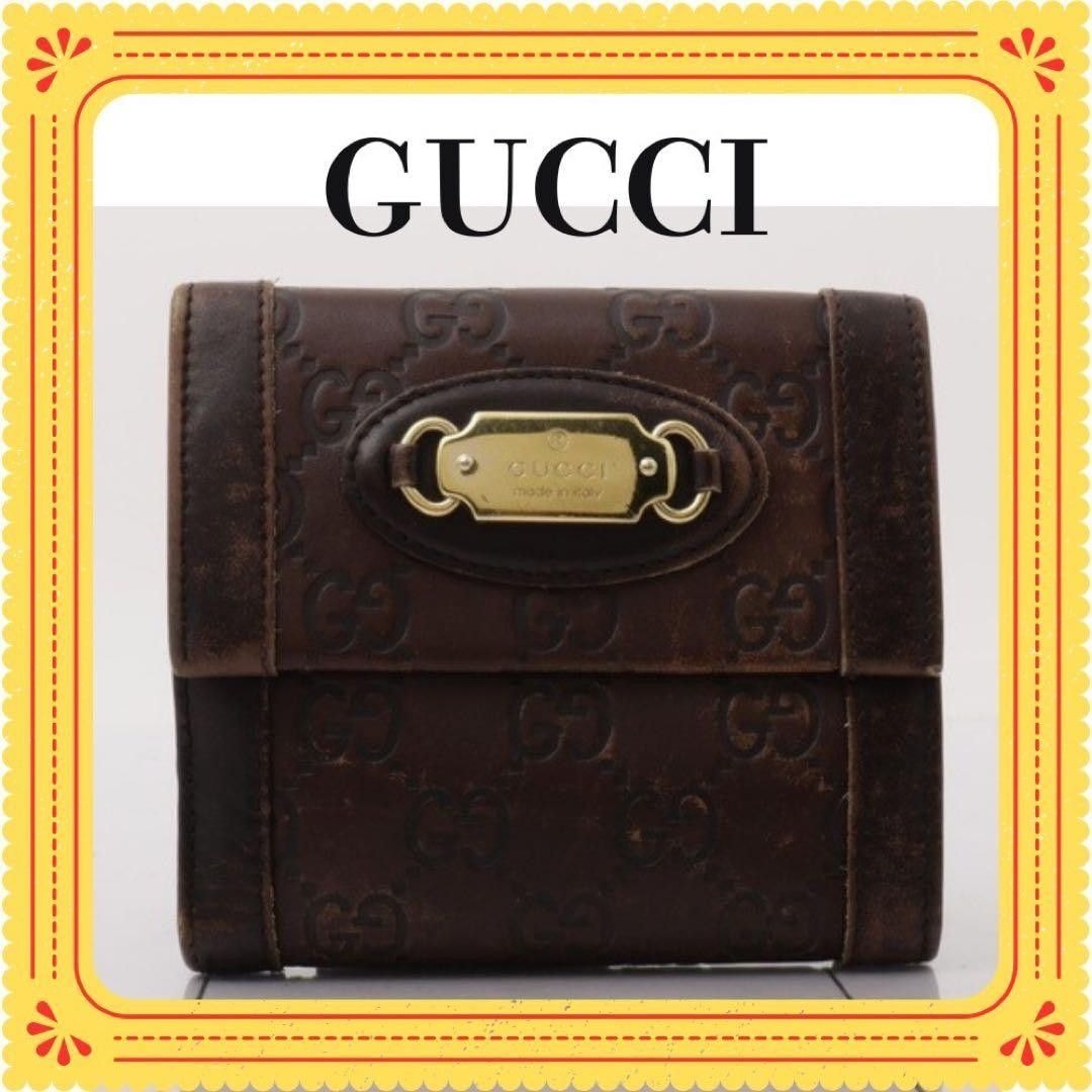 【6db1940-k】グッチ 財布 GGキャンバス インターロッキングG 181594 キャンバス ブラウン ゴールド金具【中古】レディース C (やや傷や汚れあり)】【6db1940-k】グッチ 財布 GGキャンバス