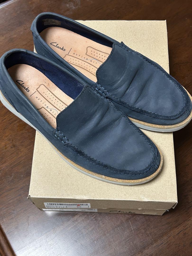 CLARKS FAIRFORD STEP/ネイビーヌバック クラークス/UK6.5