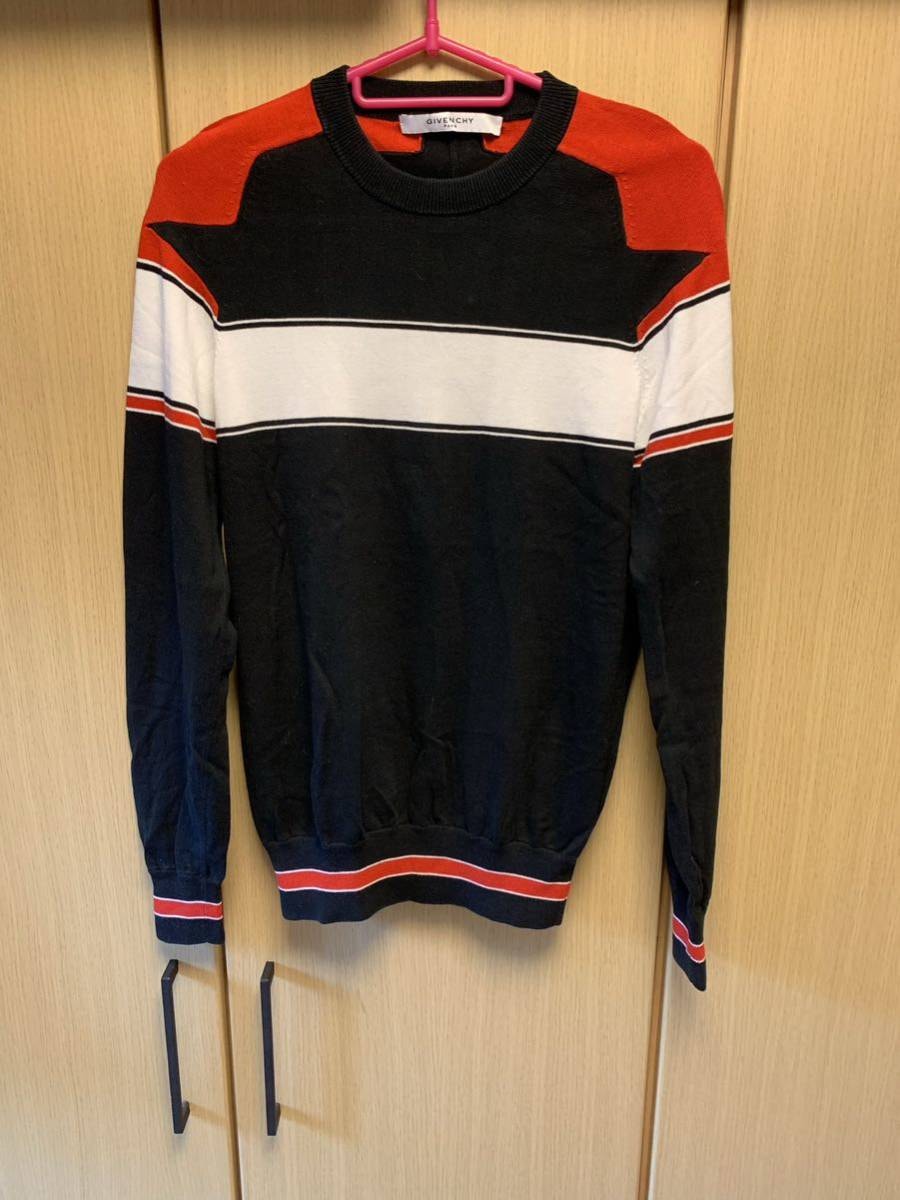 正規 16SS GIVENCHY ジバンシー ジバンシィ Riccardo Tisci リカルド ティッシ コットン ニット 黒白赤 XS 16S7502501