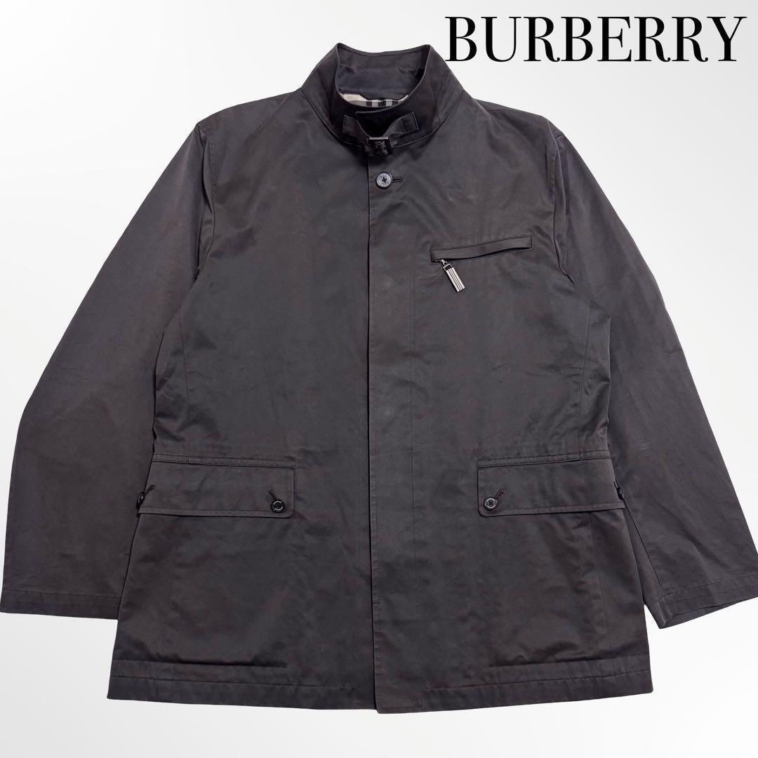 BURBERRY LONDON バーバリー ロンドン ステンカラーコート アウター 上着 メンズ L 日本製 裏地チェック ダークブラウン