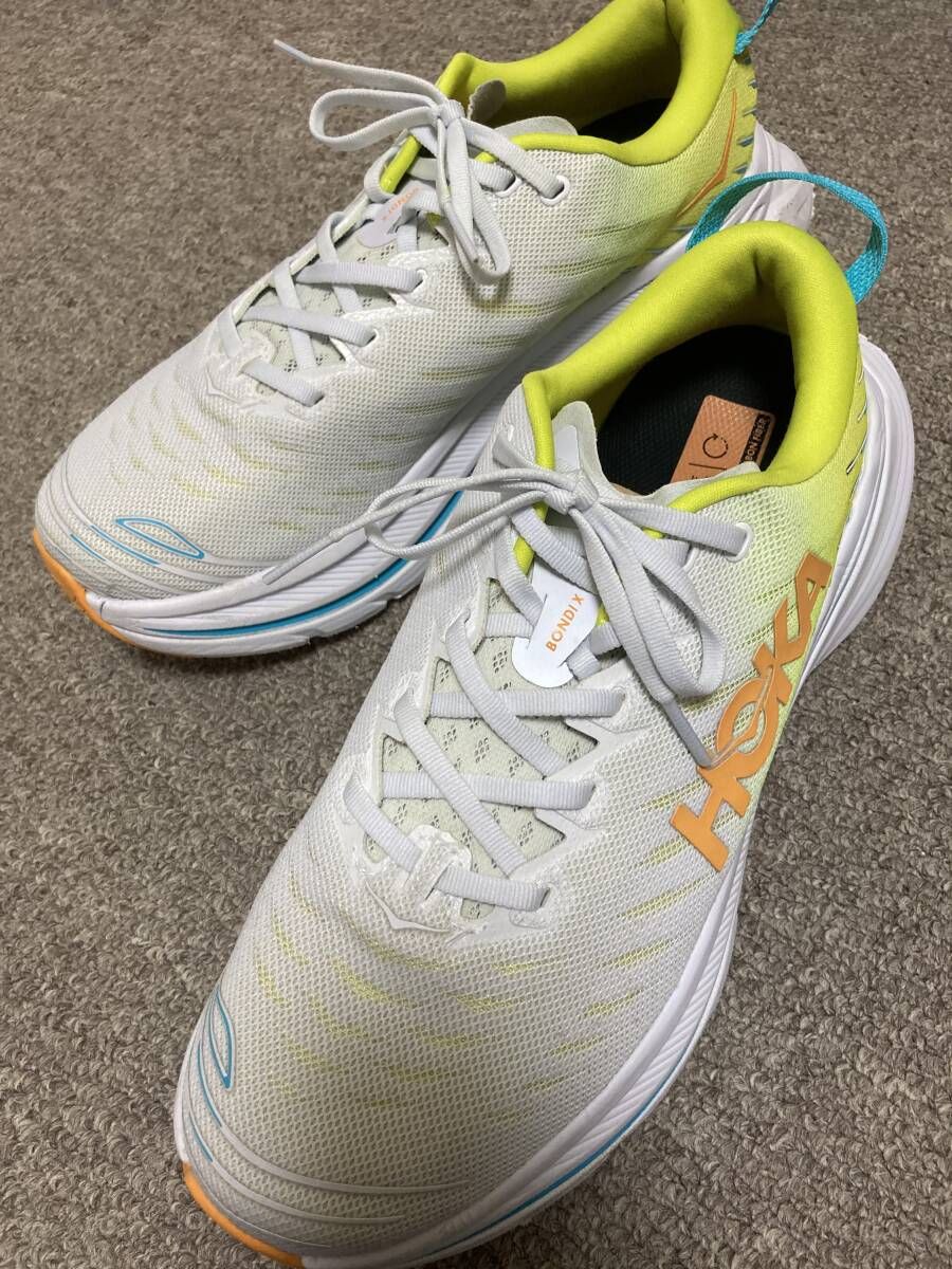 HOKA BondiX ホカオネオネボンダイX 27.5cm ホワイト×イエロー ランニングシューズ 生産終了品